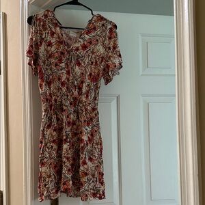 Kaileigh Red and Black Floral Mini Dress